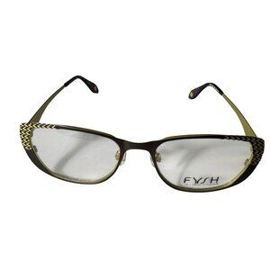 Fysh Urban Eyewear Glasses Frame Only 3501 620 52-19-145 Unisex Brown Chartreuse
